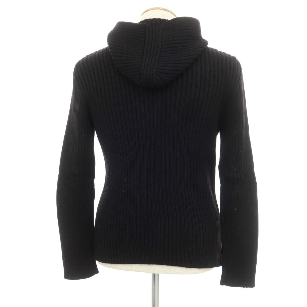 【中古】プラダスポーツ PRADA SPORTS ミドルゲージ ウール系 ニットパーカー ブラック【 表記なし(M位) 】【 状態ランクC 】【 メンズ 】