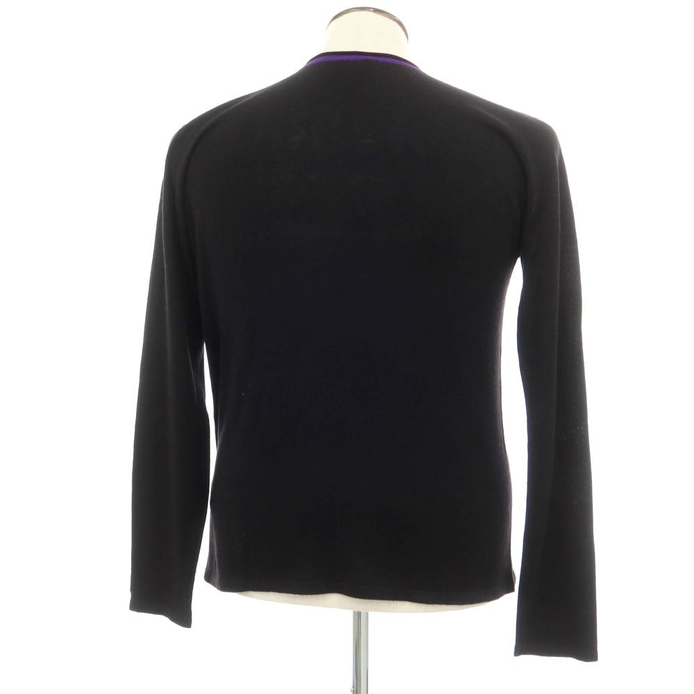 【中古】エンポリオ アルマーニ EMPORIO ARMANI ハイゲージ シルクウール Vネック プルオーバーニット ブラック【 52 】【 状態ランクC 】【 メンズ 】