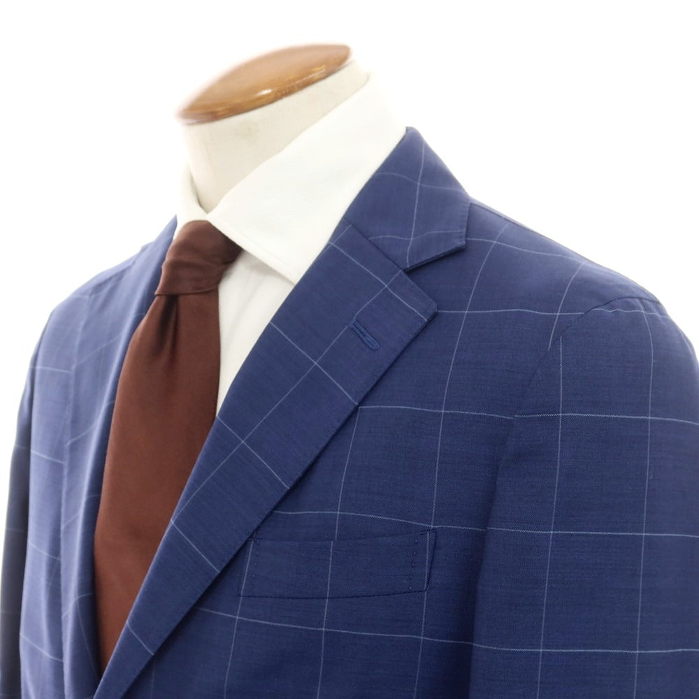 【中古】ボリオリ BOGLIOLI ウール チェック 3つボタンスーツ ライトネイビー【 46 】【 状態ランクB 】【 メンズ 】
