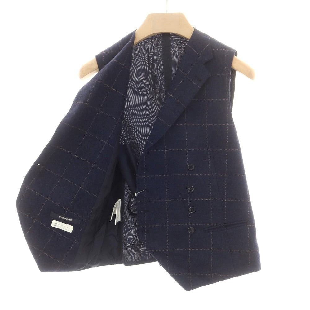【中古】タリアトーレ TAGLIATORE ウールカシミヤ チェック ダブルジレ ベスト ネイビー【 46 】【 状態ランクB 】【 メンズ 】
