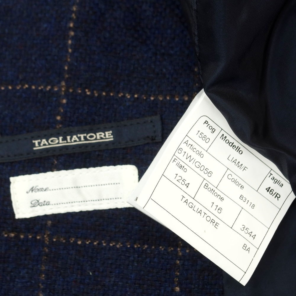 【中古】タリアトーレ TAGLIATORE ウールカシミヤ チェック ダブルジレ ベスト ネイビー【 46 】【 状態ランクB 】【 メンズ 】