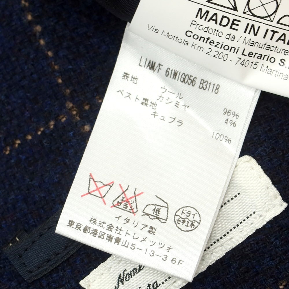 【中古】タリアトーレ TAGLIATORE ウールカシミヤ チェック ダブルジレ ベスト ネイビー【 46 】【 状態ランクB 】【 メンズ 】
