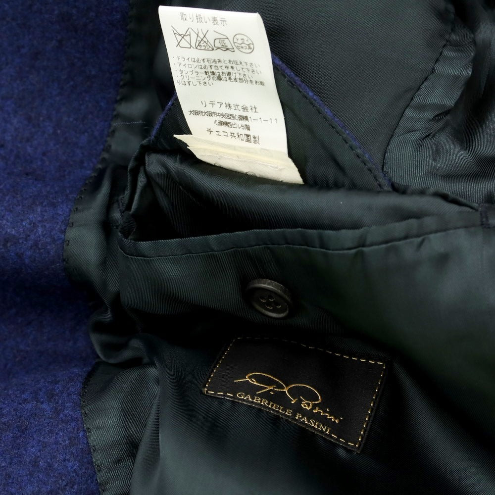 【中古】ガブリエレ パジーニ Gabriele Pasini ウール ファー ダブルポロコート ネイビーブルー【 表記なし(48位) 】【 状態ランクB 】【 メンズ 】