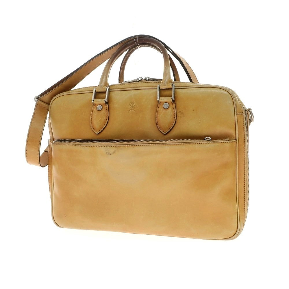 【中古】ストールマンテラッシ SUTOR MANTELLASSI レザー ブリーフケース イエローベージュ【 状態ランクD 】【 メンズ 】