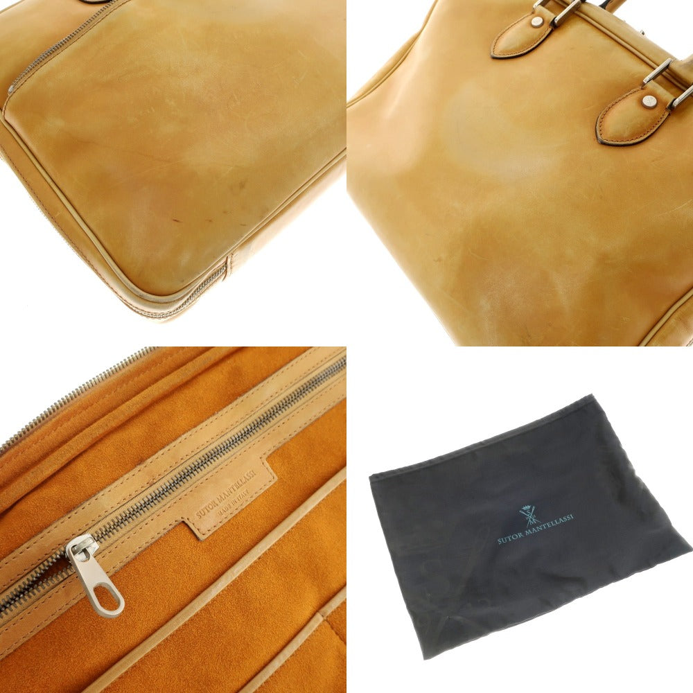 【中古】ストールマンテラッシ SUTOR MANTELLASSI レザー ブリーフケース イエローベージュ【 状態ランクD 】【 メンズ 】