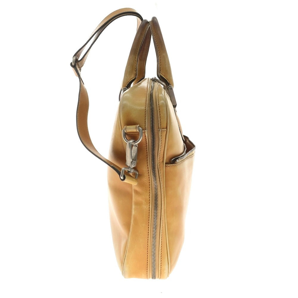【中古】ストールマンテラッシ SUTOR MANTELLASSI レザー ブリーフケース イエローベージュ【 状態ランクD 】【 メンズ 】