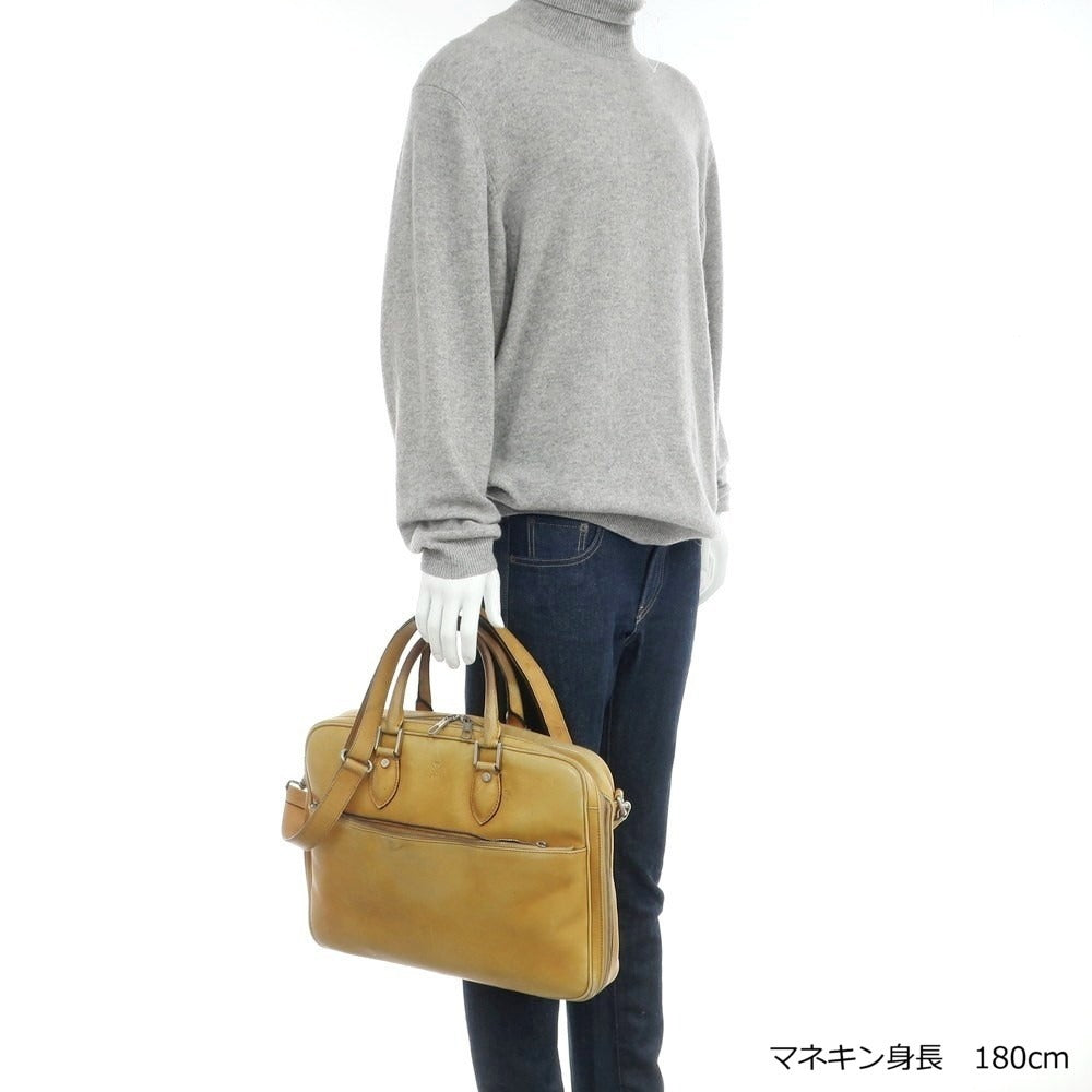 【中古】ストールマンテラッシ SUTOR MANTELLASSI レザー ブリーフケース イエローベージュ【 状態ランクD 】【 メンズ 】