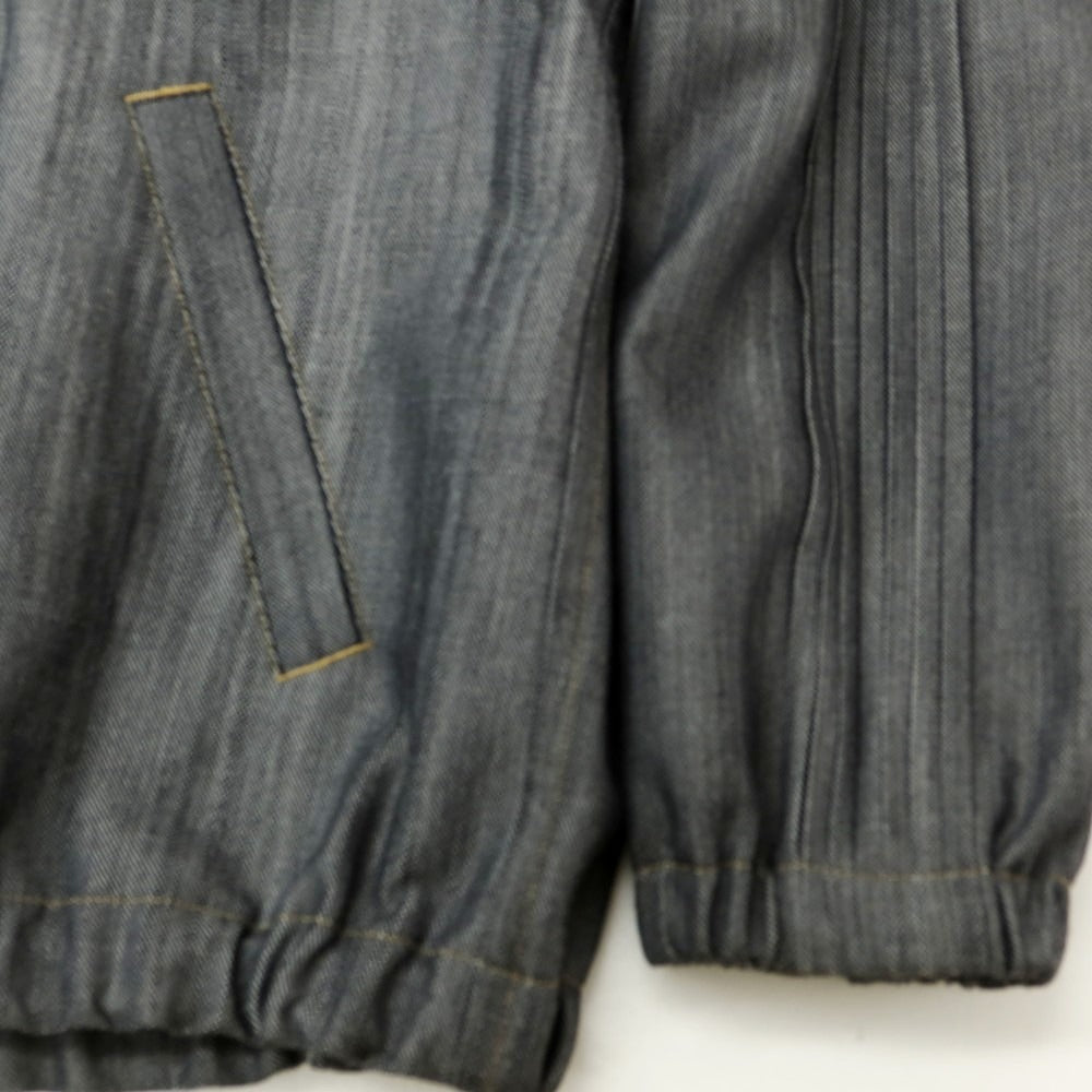 【中古】アイム メン IM MEN ポリエステル プリーツ加工 ジップアップ デニムジャケット グレー【 表記なし(L位) 】【 状態ランクA 】【 メンズ 】
