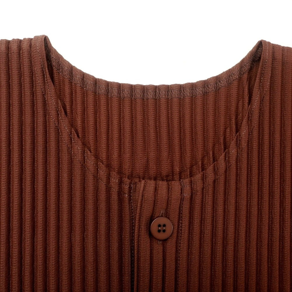 【中古】オム プリッセ イッセイミヤケ HOMME PLISSE ISSEY MIYAKE 2025年春夏 プリーツ ヘンリーネック カットソー ブラウン【 表記なし(L位) 】【 状態ランクA 】【 メンズ 】