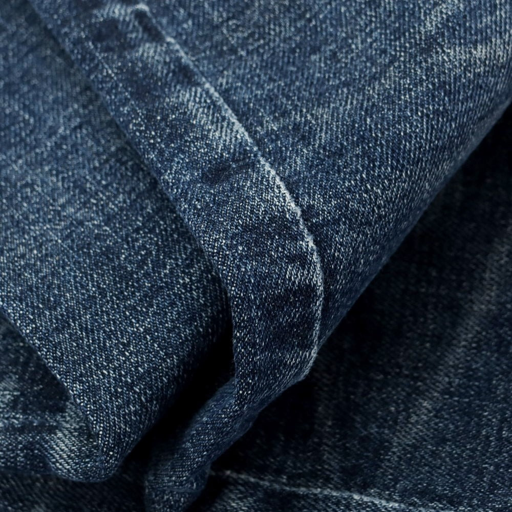 【中古】ヌーディージーンズ Nudie Jeans ダメージ&リペア加工 ストレッチ コットン ジーンズ デニムパンツ ネイビー【 30 】【 状態ランクB 】【 メンズ 】