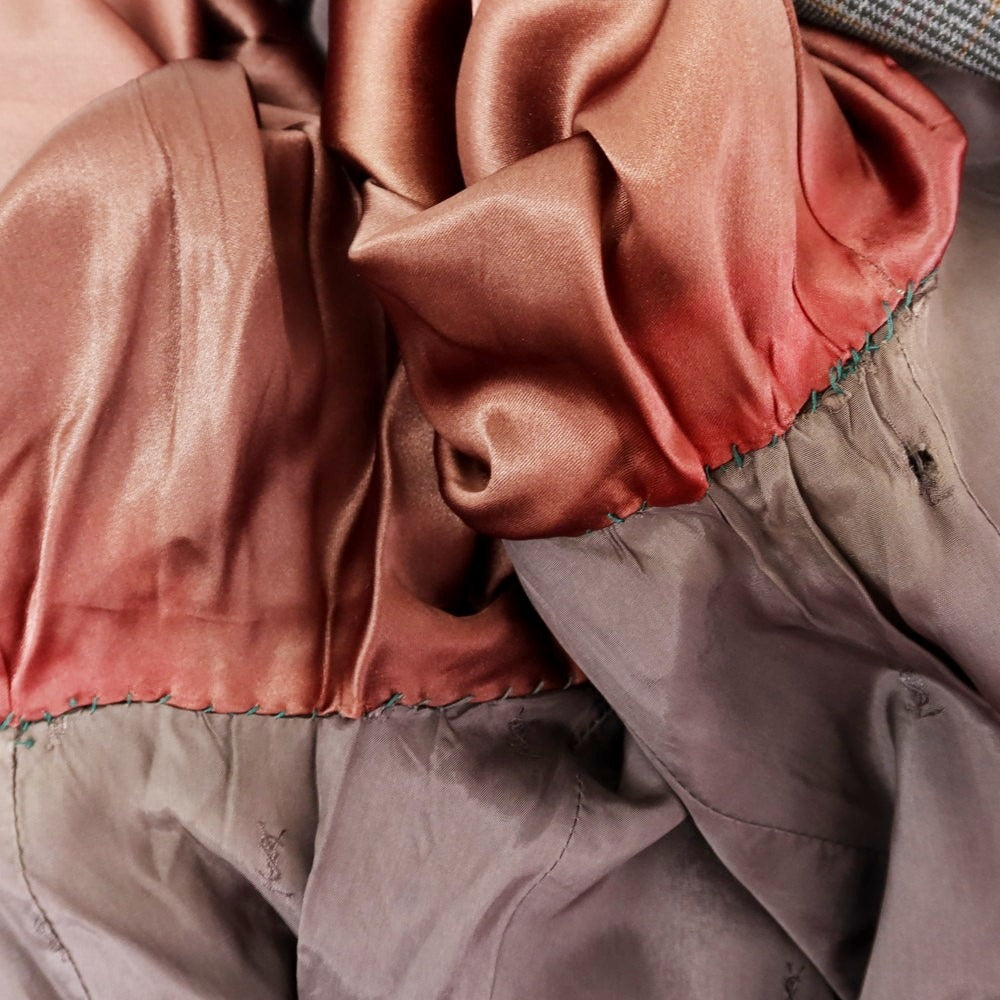 【中古】イヴサンローラン YVES SAINT LAURENT ウール チェック テーラードジャケット ダークグレー【 表記なし(M位) 】【 状態ランクD 】【 メンズ 】