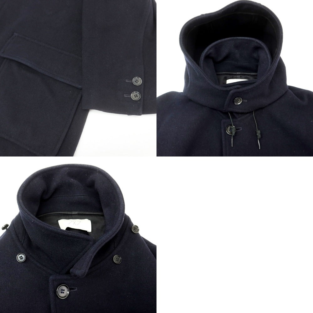【中古】セブン バイ セブン SEVEN BY SEVEN ウール フーデッド ステンカラーコート ネイビー【 M 】【 状態ランクC 】【 メンズ 】