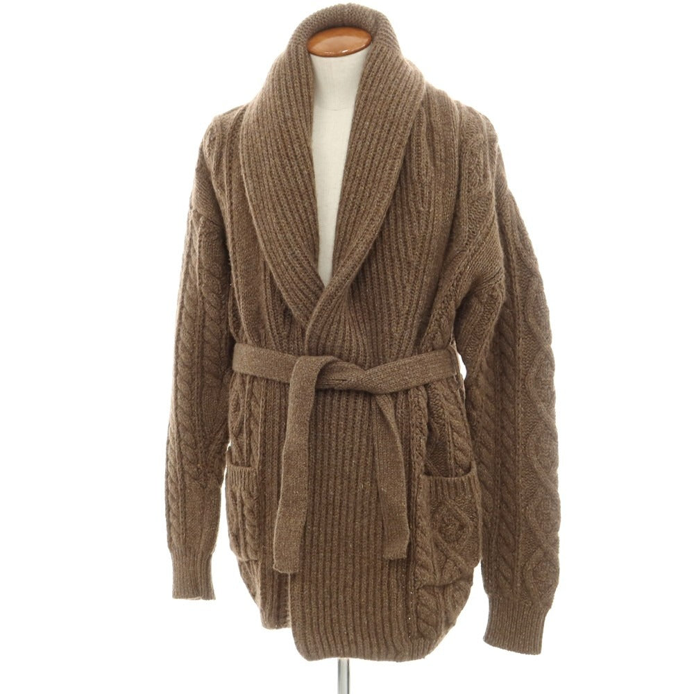 【中古】ヒューベント HUM VENT ローゲージ ウール系 ショールカラー カーディガン ブラウン【 表記なし(M位) 】【 状態ランクB 】【 メンズ 】