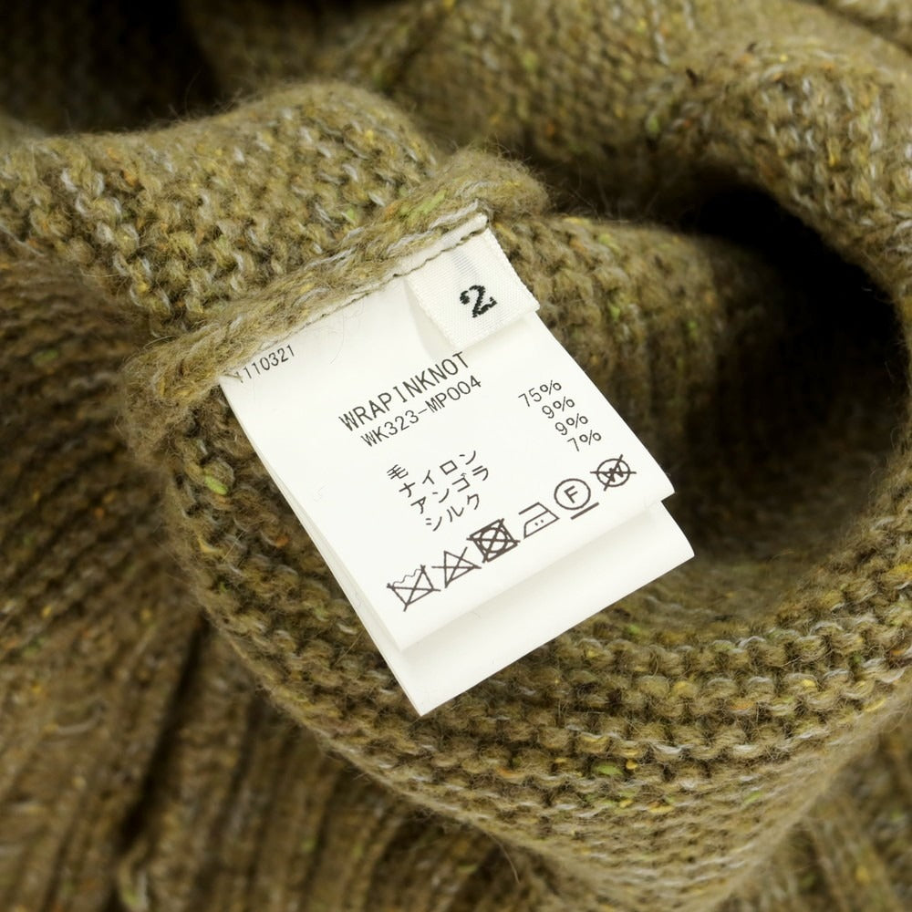 【中古】ラッピンノット WRAPINKNOT ミドルゲージ ウールナイロンアンゴラシルク クルーネック プルオーバーニット ライトオリーブ【 2 】【 状態ランクB 】【 メンズ 】