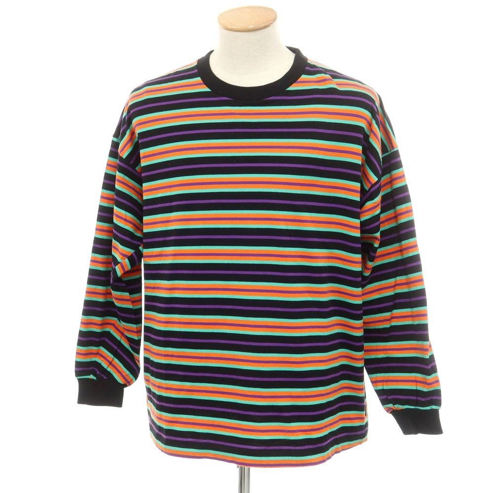 【中古】ロトル ROTOL コットン系 ボーダー クルーネック 長袖Tシャツ ブラックxマルチカラー【 1 】【 状態ランクB 】【 メンズ 】