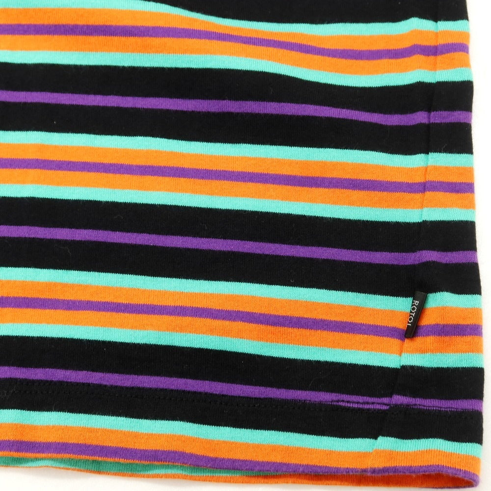 【中古】ロトル ROTOL コットン系 ボーダー クルーネック 長袖Tシャツ ブラックxマルチカラー【 1 】【 状態ランクB 】【 メンズ 】