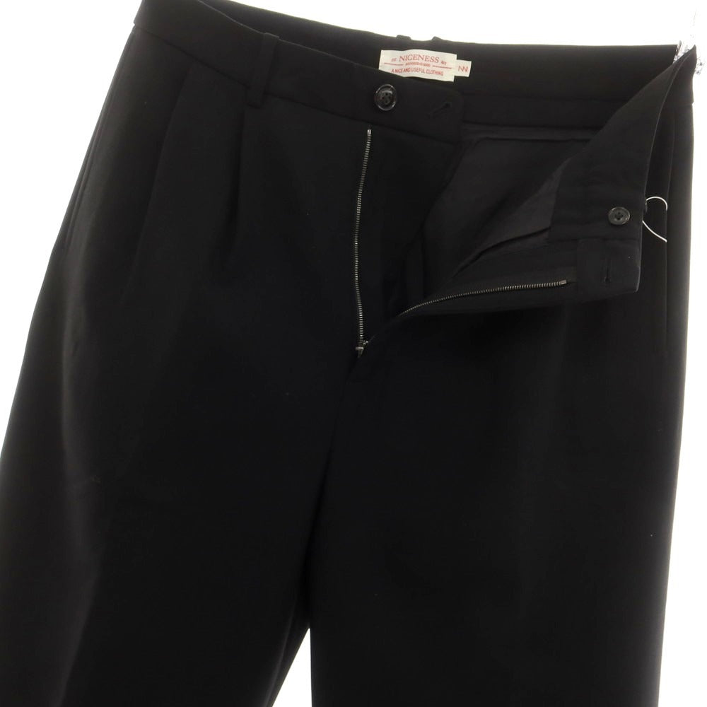 【中古】ナイスネス NICENESS ストレッチウール ワイド スラックスパンツ ブラック【 M 】【 状態ランクB 】【 メンズ 】