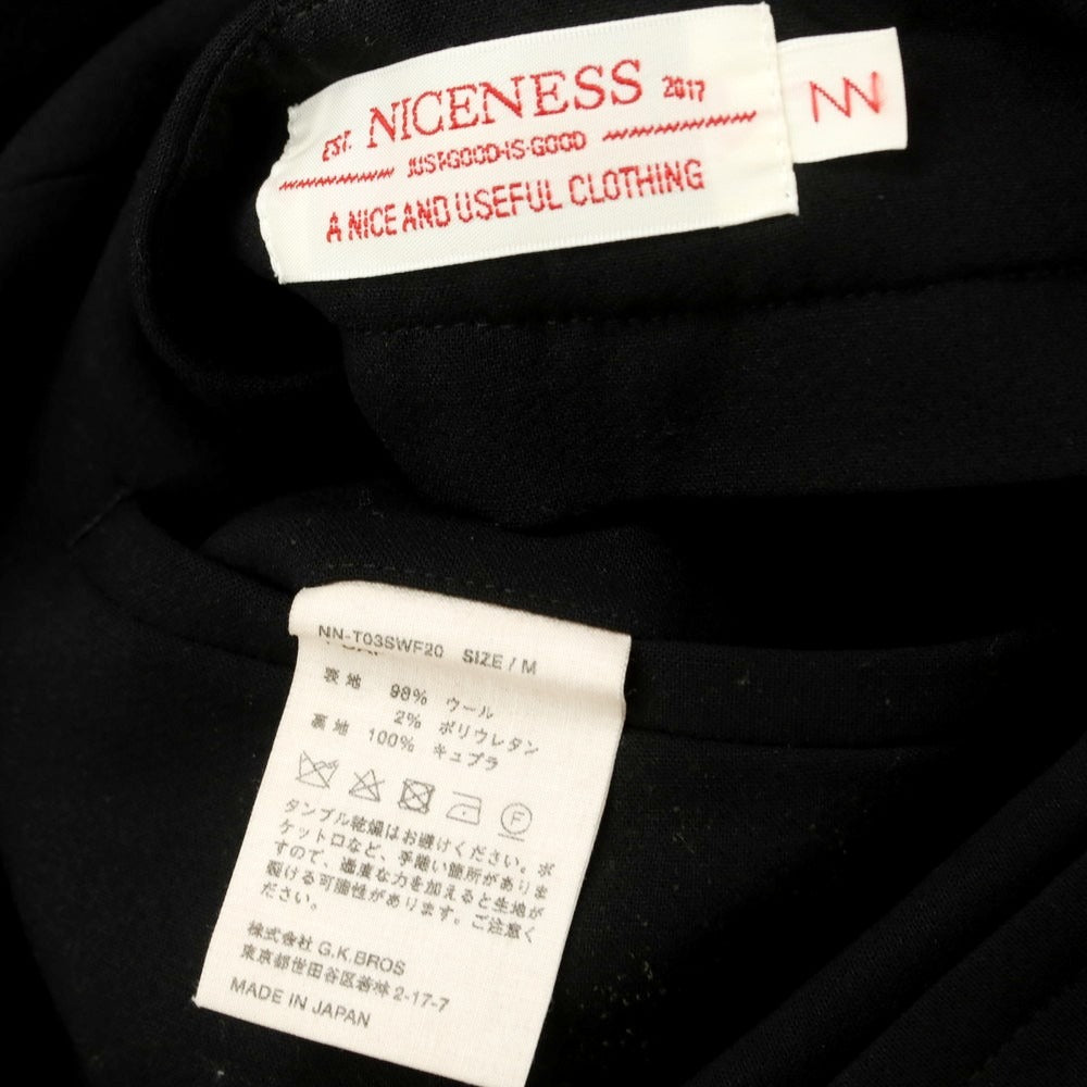 【中古】ナイスネス NICENESS ストレッチウール ワイド スラックスパンツ ブラック【 M 】【 状態ランクB 】【 メンズ 】