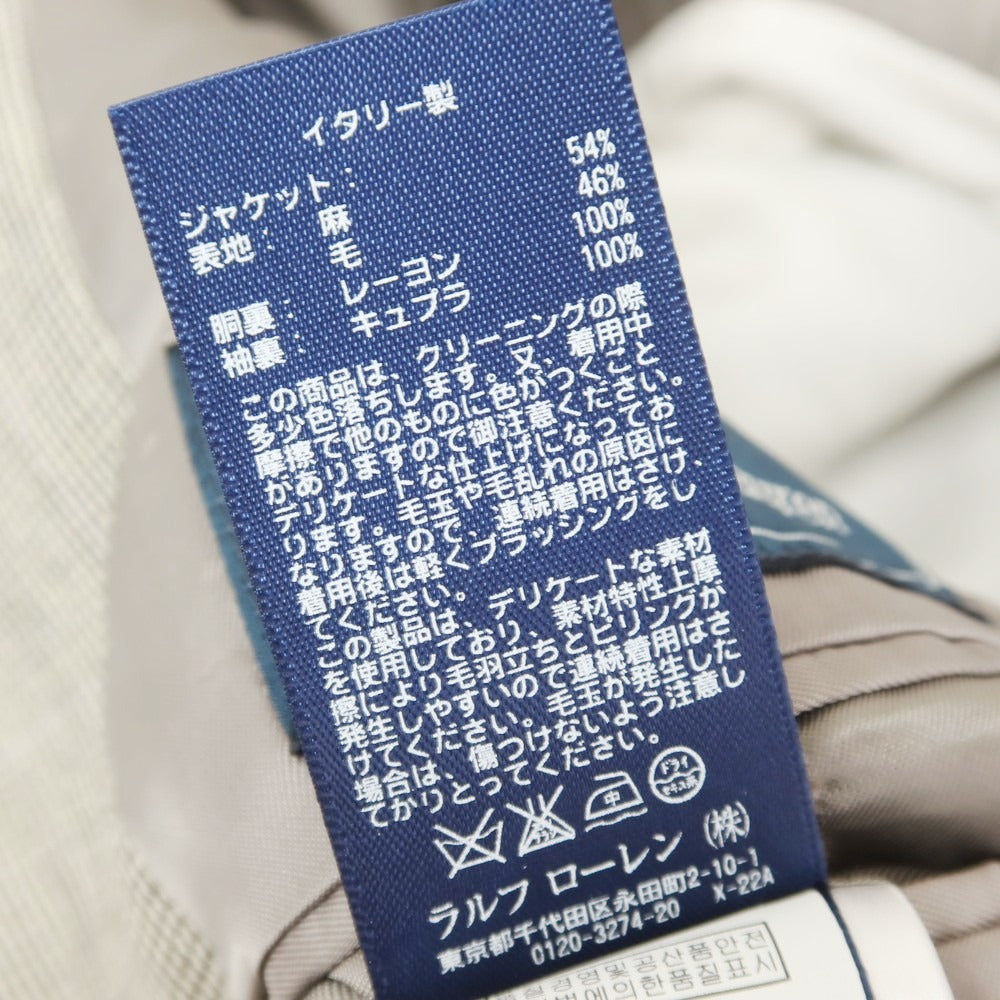 【中古】ポロ ラルフローレン Polo Ralph Lauren チェック リネンウール 3B テーラードジャケット グレーxラベンダー【 40L 】【 状態ランクB 】【 メンズ 】