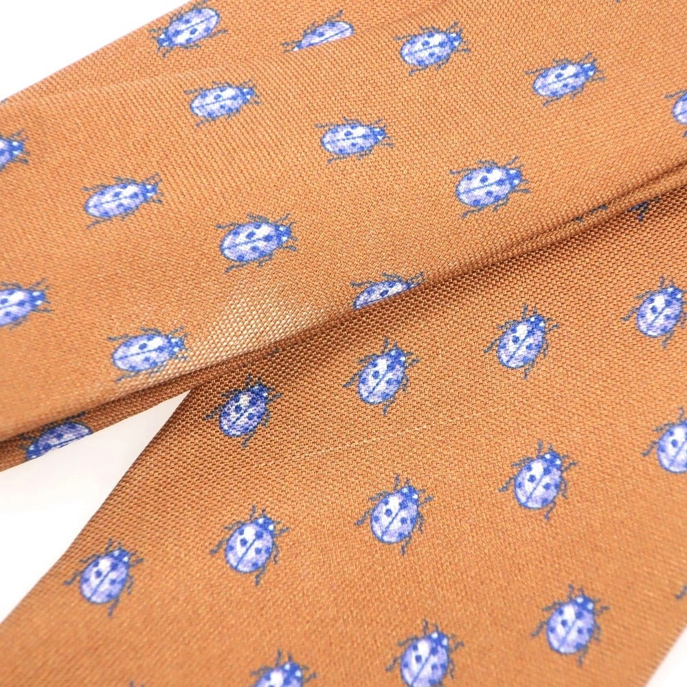 【中古】ポールスチュアート PAUL STUART 三つ折り シルク テントウムシ柄 プリント ネクタイ ダルオレンジ【 状態ランクC 】【 メンズ 】