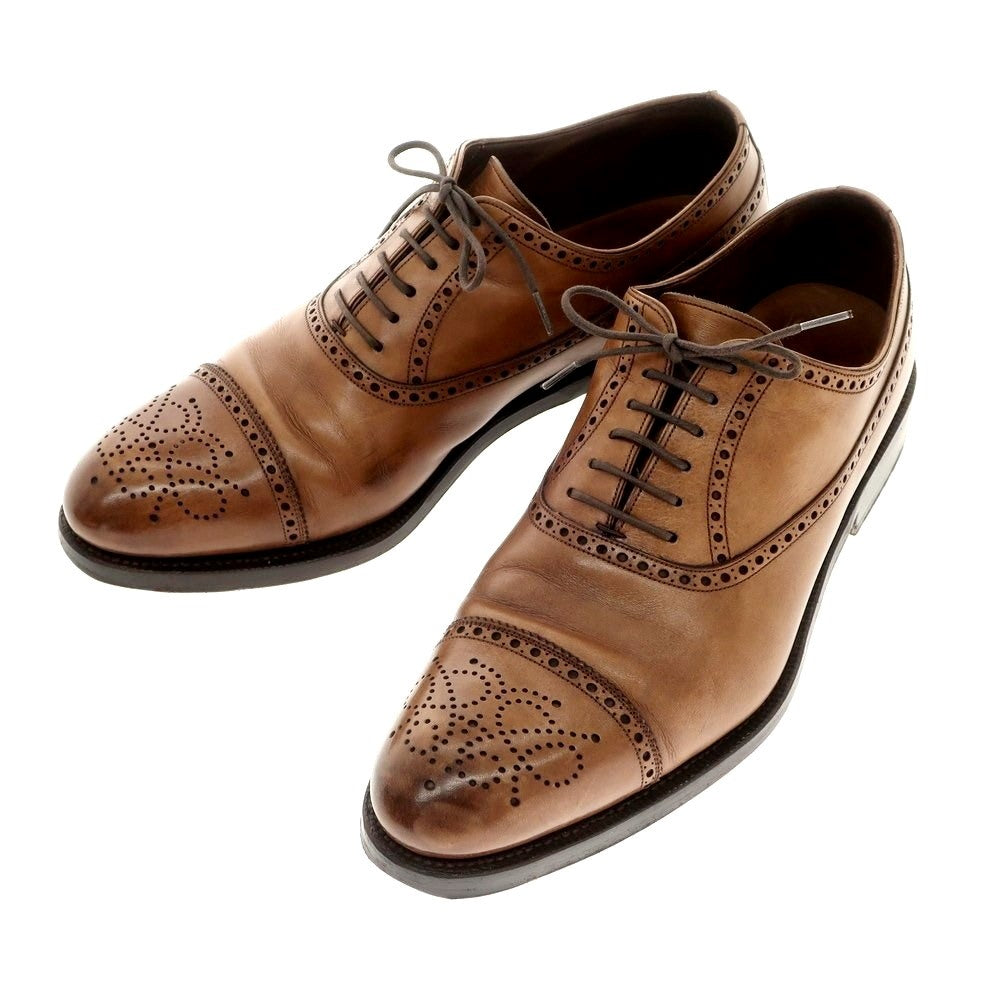 【中古】カルミナ CARMINA セミブローグ ドレスシューズ ブラウン【 9 1/2 】【 状態ランクC 】【 メンズ 】