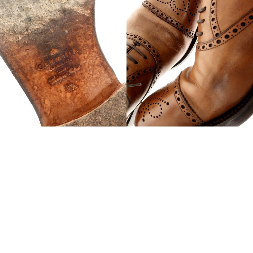 【中古】カルミナ CARMINA セミブローグ ドレスシューズ ブラウン【 9 1/2 】【 状態ランクC 】【 メンズ 】