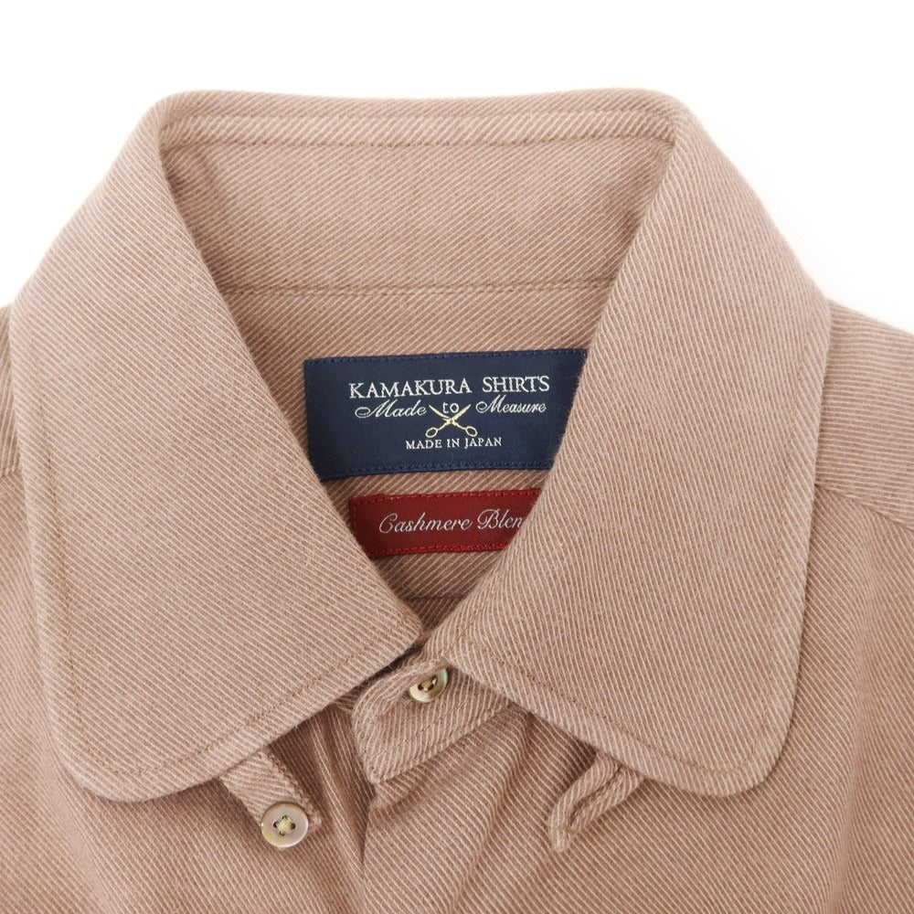 【中古】メイカーズシャツ カマクラ Makers Shirt 鎌倉 コットンカシミヤ タブカラー カジュアルシャツ ブラウン系【 表記なし (XS位) 】【 状態ランクB 】【 メンズ 】
