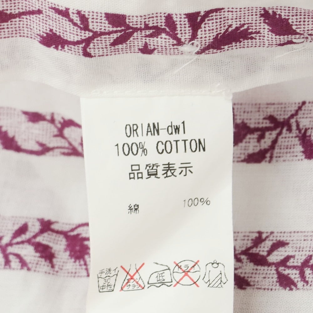 【中古】オリアン ORIAN コットン ストライプ ホリゾンタルカラー カジュアルシャツ パープルxホワイト【 XS 】【 状態ランクB 】【 メンズ 】