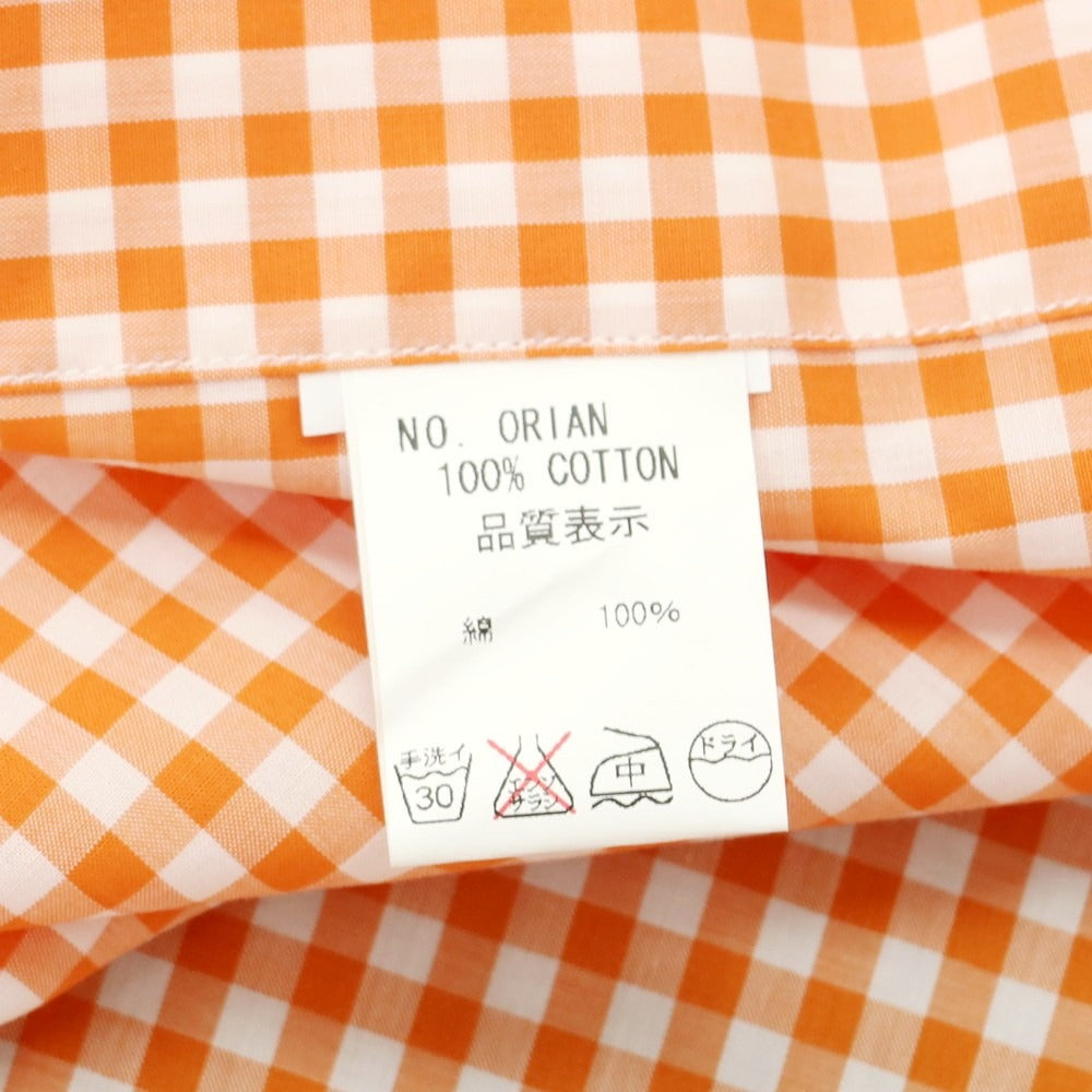 【中古】【未使用】オリアン ORIAN コットン ギンガムチェック ボタンダウン カジュアルシャツ オレンジxホワイト【 37 】【 状態ランクS 】【 メンズ 】