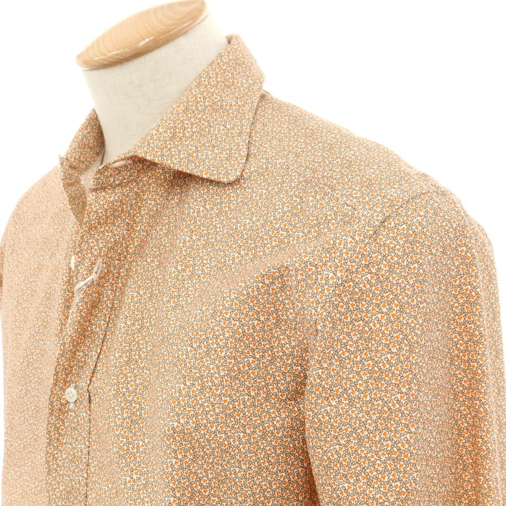 【中古】エンメ テ エンネ Emme te. Enne コットン ラウンドカラー カジュアルシャツ オレンジxブラウン【 S 】【 状態ランクA 】【 メンズ 】