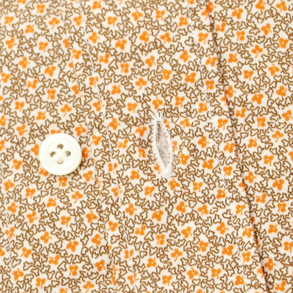 【中古】エンメ テ エンネ Emme te. Enne コットン ラウンドカラー カジュアルシャツ オレンジxブラウン【 S 】【 状態ランクA 】【 メンズ 】