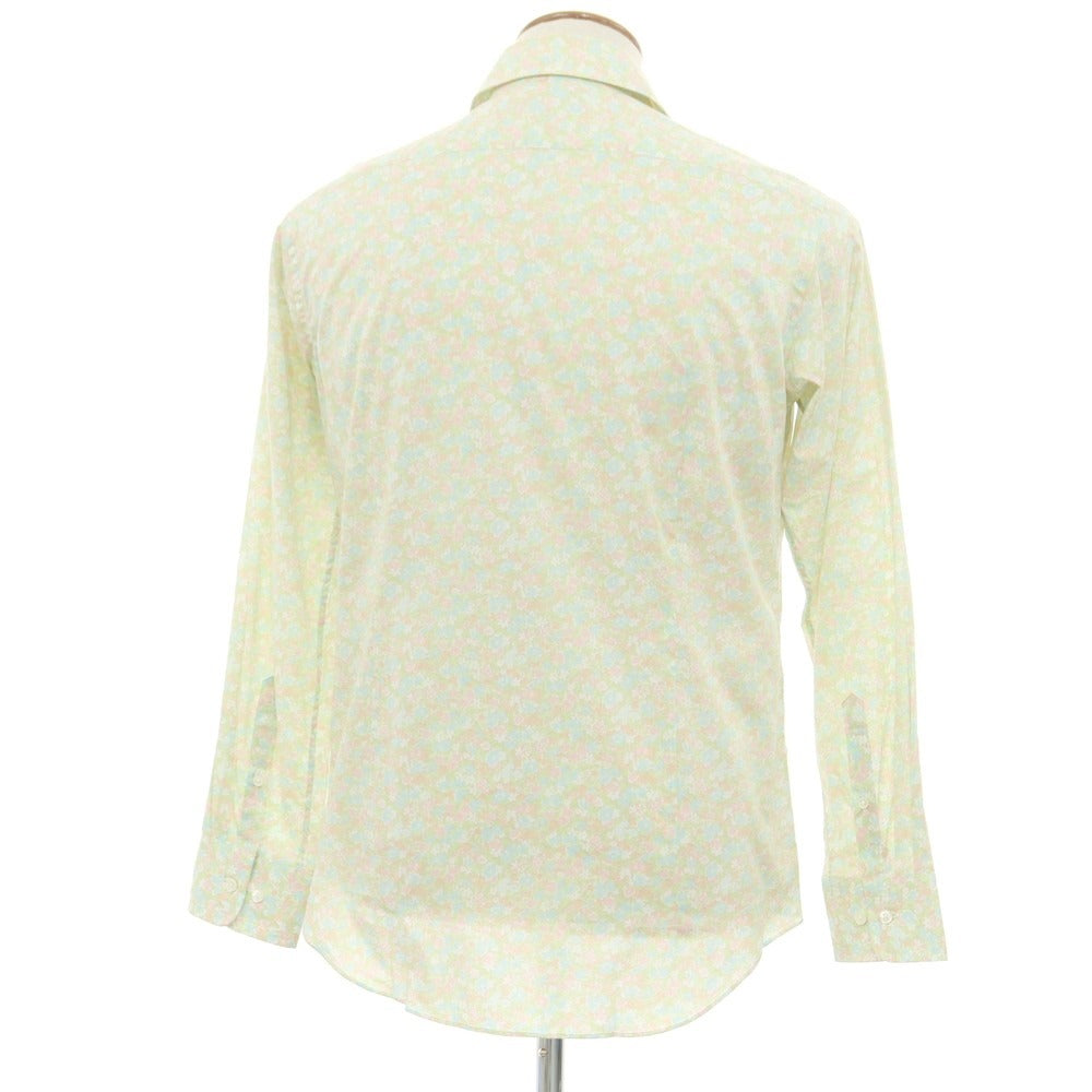 【中古】【未使用】ポールスチュアート PAUL STUART コットン 花柄 ホリゾンタルカラー カジュアルシャツ ライトグリーン【 M 】【 状態ランクS 】【 メンズ 】