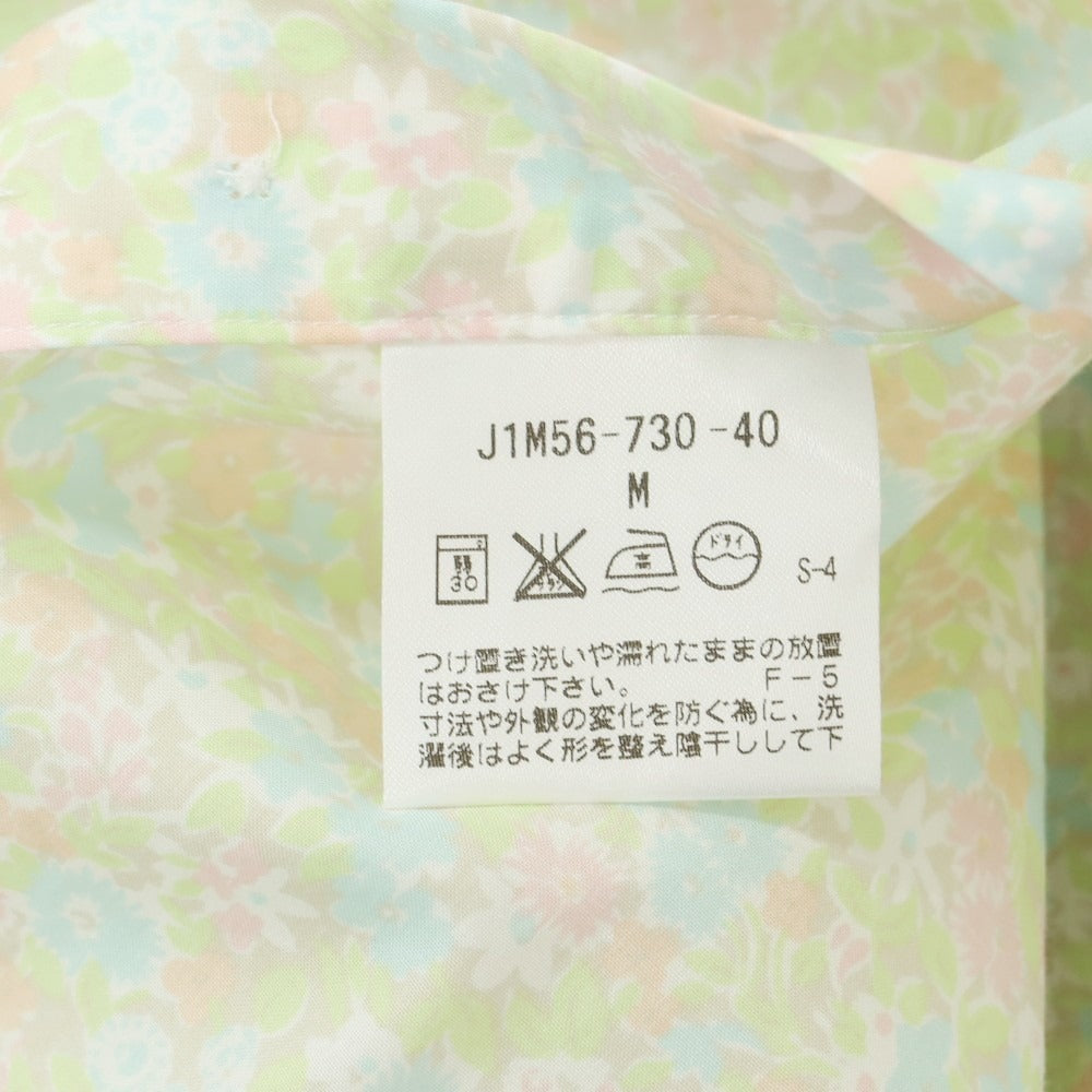 【中古】【未使用】ポールスチュアート PAUL STUART コットン 花柄 ホリゾンタルカラー カジュアルシャツ ライトグリーン【 M 】【 状態ランクS 】【 メンズ 】