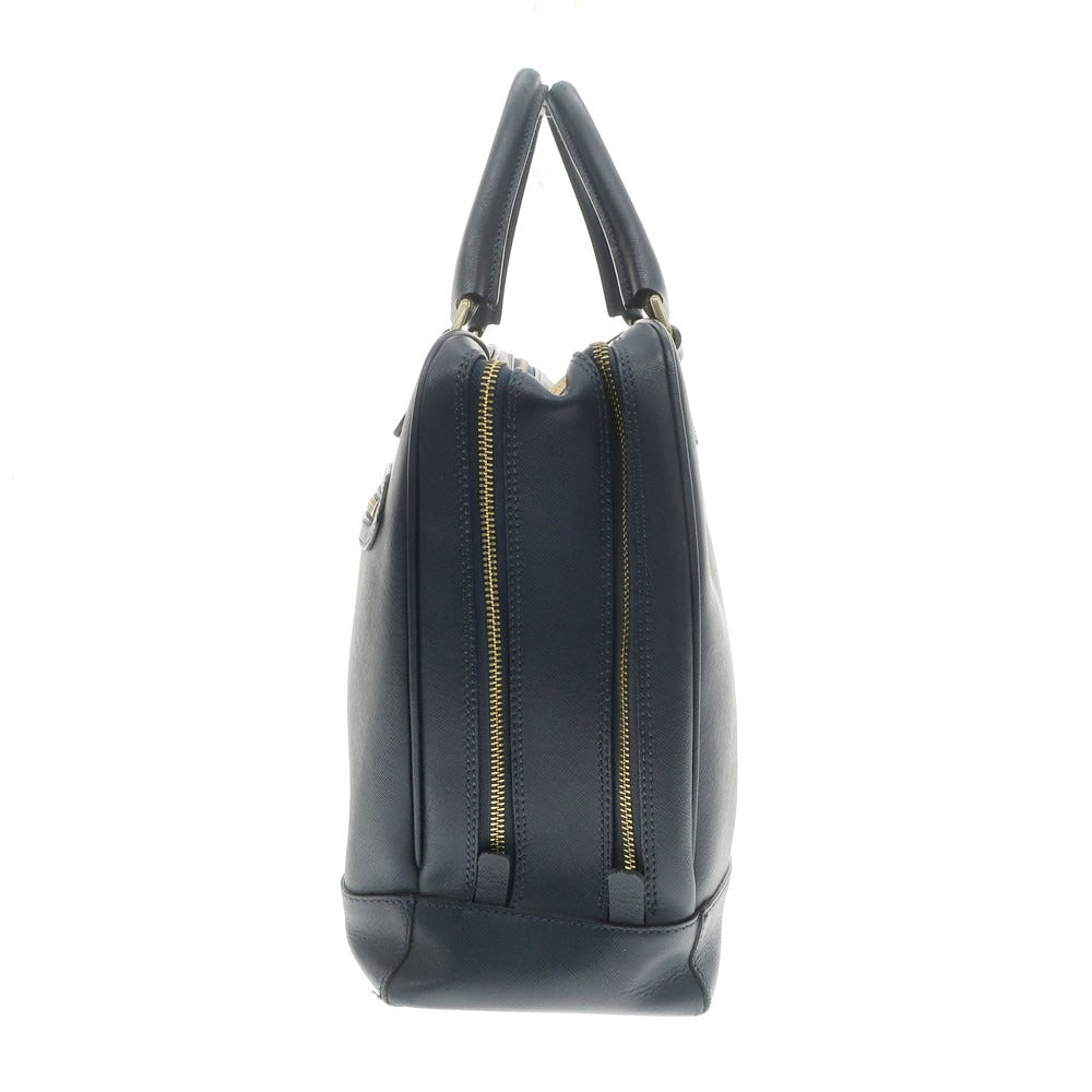 【中古】エフクリオ F.CLIO 型押しレザー ブリーフケース ネイビー【 状態ランクD 】【 メンズ 】