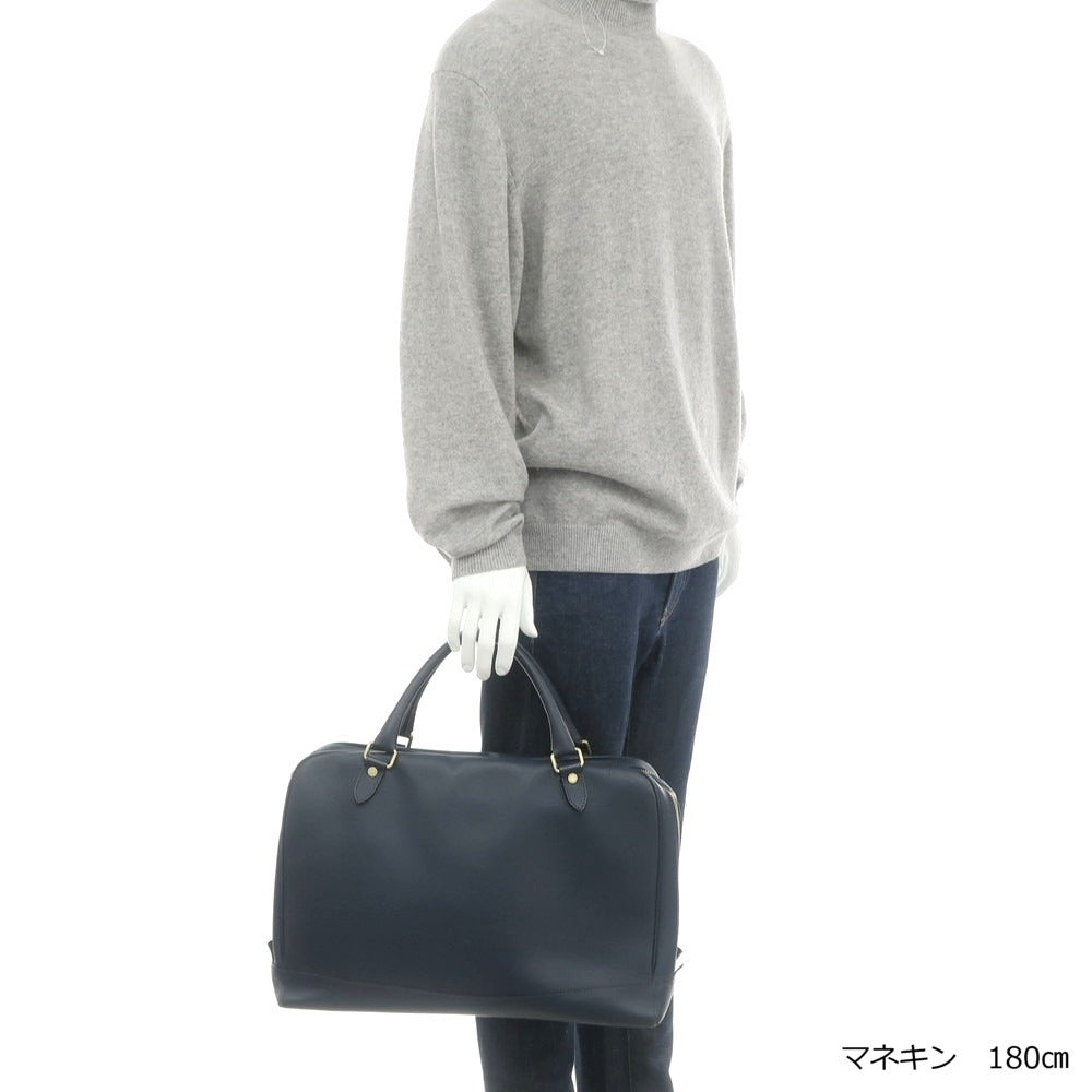 【中古】エフクリオ F.CLIO 型押しレザー ブリーフケース ネイビー【 状態ランクD 】【 メンズ 】