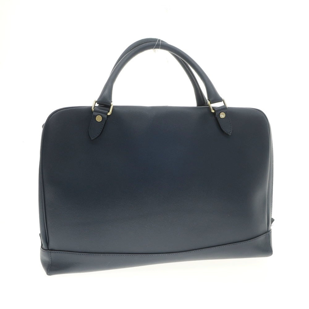 【中古】エフクリオ F.CLIO 型押しレザー ブリーフケース ネイビー【 状態ランクD 】【 メンズ 】