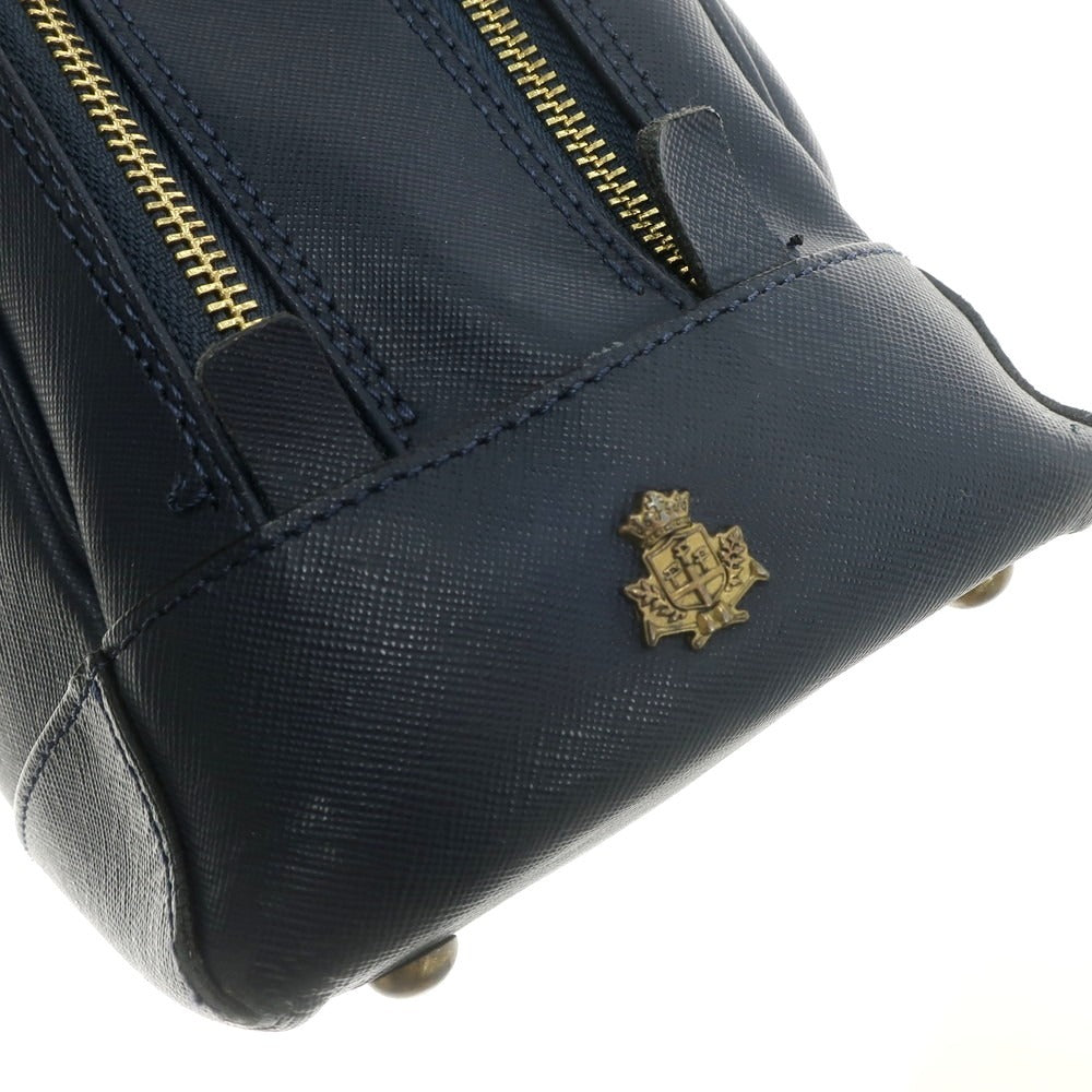 【中古】エフクリオ F.CLIO 型押しレザー ブリーフケース ネイビー【 状態ランクD 】【 メンズ 】