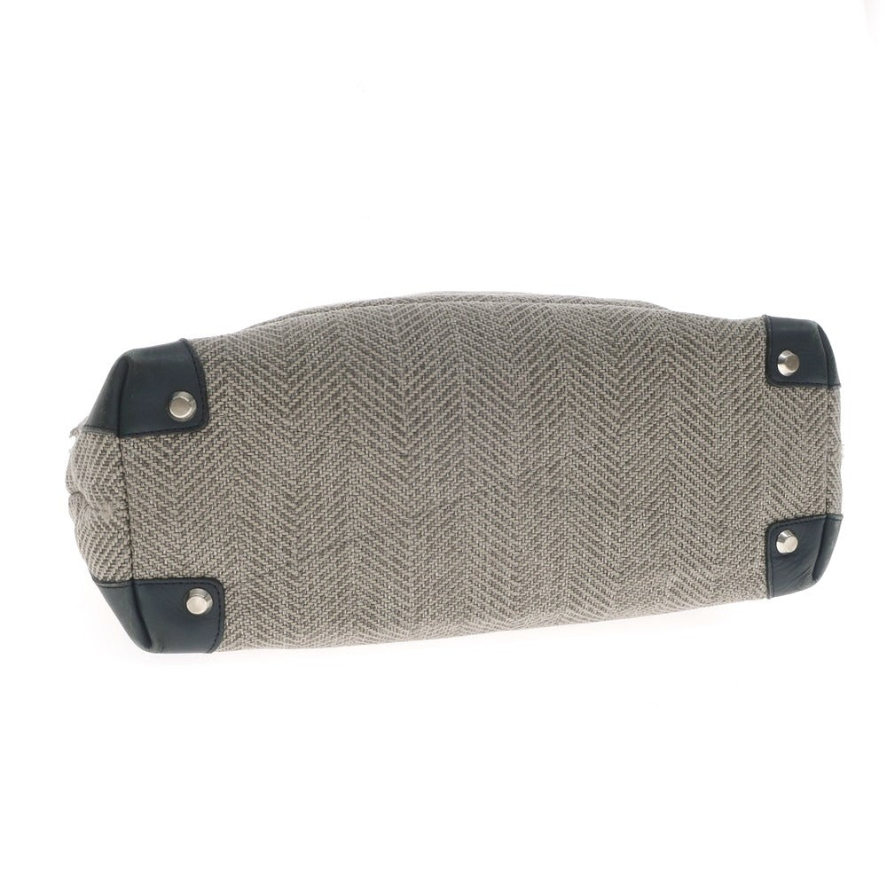 【中古】ペッレモルビダ PELLE MORBIDA ヘリンボーンキャンバス トートバッグ グレージュxグリーン【 状態ランクC 】【 メンズ 】