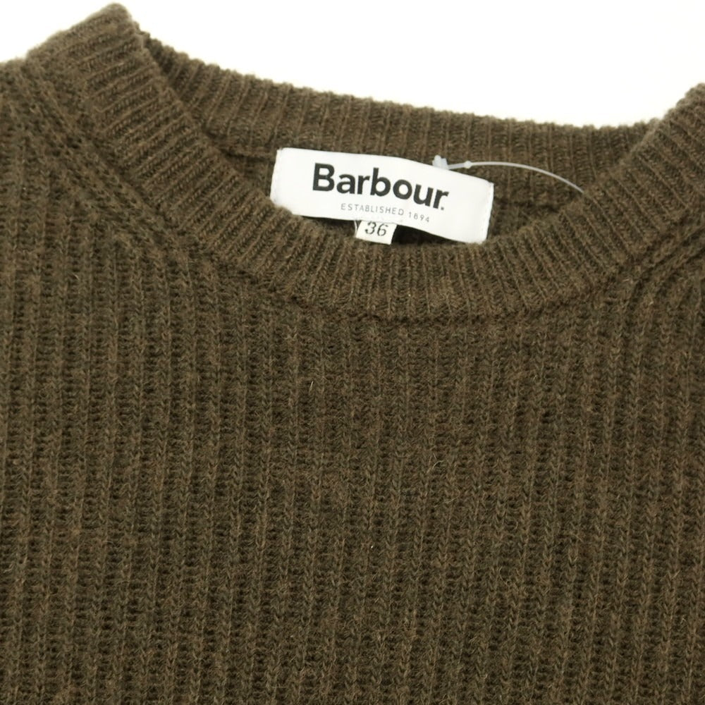 【中古】バブアー Barbour ミドルゲージ ウールナイロン クルーネック プルオーバーニット オリーブ【 36 】【 状態ランクB 】【 メンズ 】