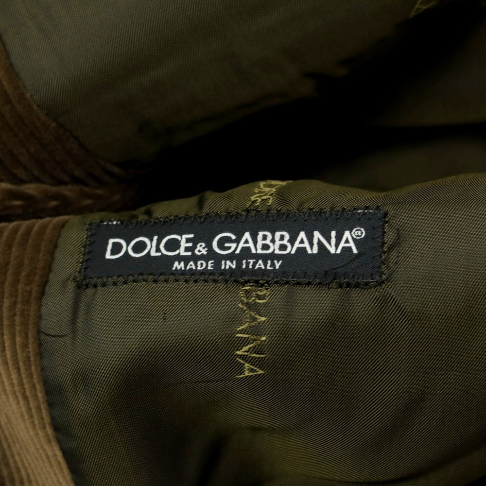 【中古】ドルチェアンドガッバーナ DOLCE&GABBANA ウールコットン コーデュロイ カジュアル系ジレ ベスト オリーブブラウン系【 48 】【 状態ランクB 】【 メンズ 】
