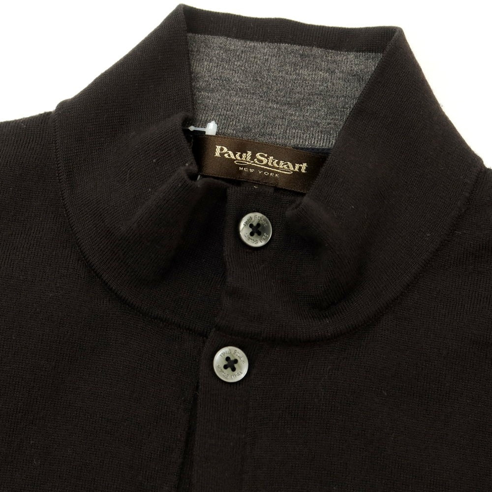 【中古】ポールスチュアート PAUL STUART ハイゲージ ウール スタンドカラー カーディガン ダークブラウン【 L 】【 状態ランクC 】【 メンズ 】