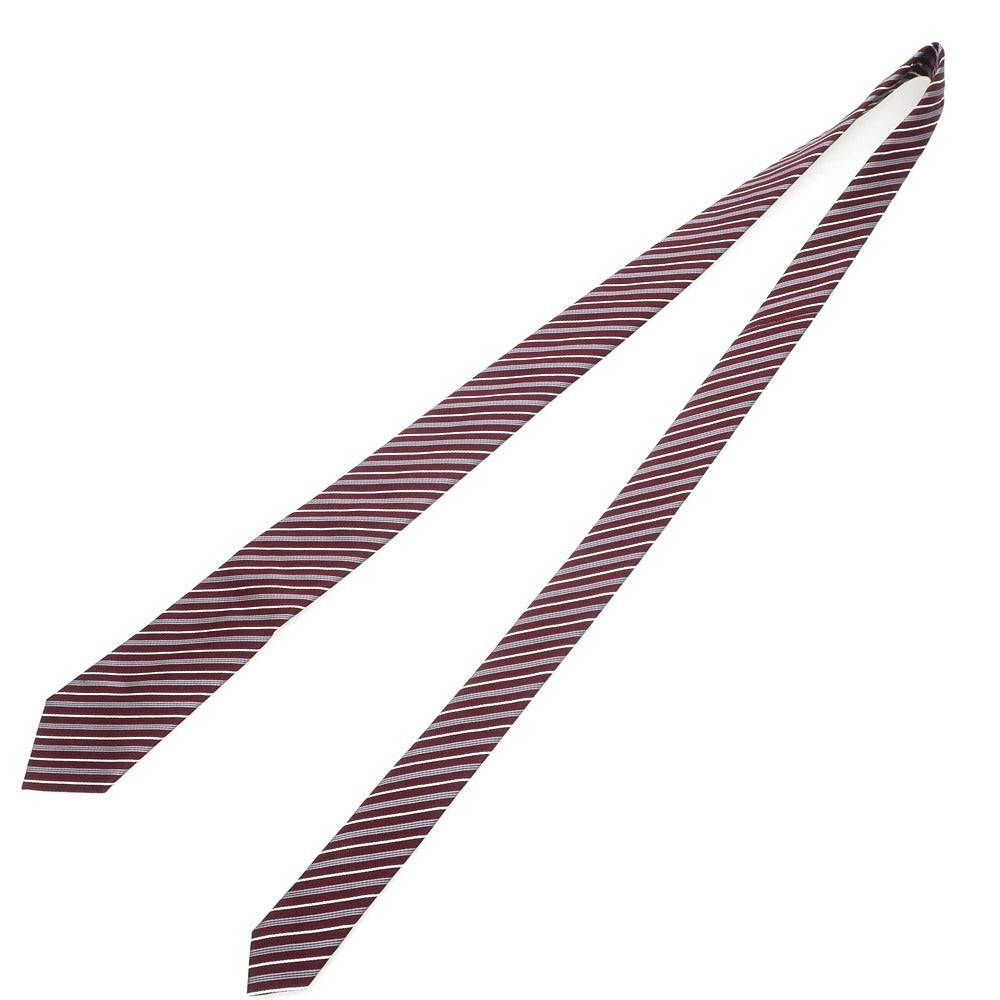 【中古】アルマーニ コレッツォーニ ARMANI COLLEZIONI シルク ストライプ柄ネクタイ ボルドーxグレー【 - 】【 状態ランクB 】【 メンズ 】