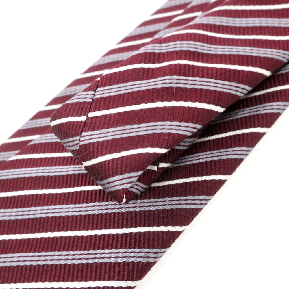 【中古】アルマーニ コレッツォーニ ARMANI COLLEZIONI シルク ストライプ柄ネクタイ ボルドーxグレー【 - 】【 状態ランクB 】【 メンズ 】