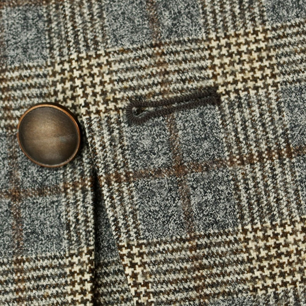 【中古】タリアトーレ TAGLIATORE ウール チェック エルボーパッチ テーラードジャケット グレーxライトベージュ【 44 】【 状態ランクC 】【 メンズ 】