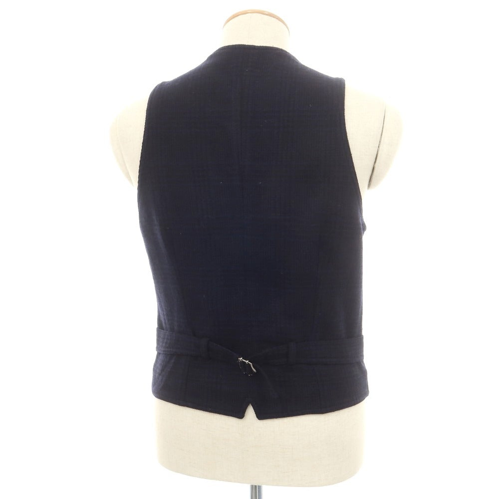 【中古】ラルディーニ LARDINI ウール チェック カジュアル系ジレ ベスト ネイビー【 44 】【 状態ランクB 】【 メンズ 】