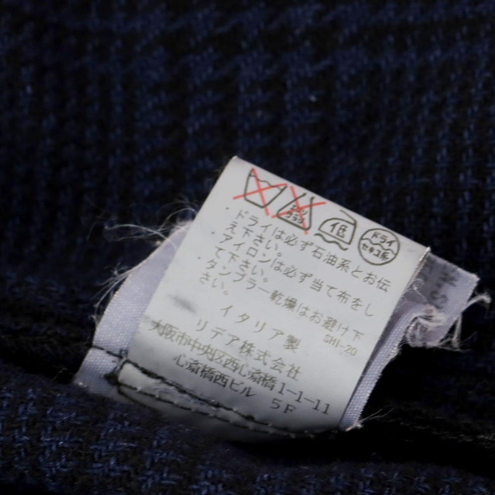 【中古】ラルディーニ LARDINI ウール チェック カジュアル系ジレ ベスト ネイビー【 44 】【 状態ランクB 】【 メンズ 】