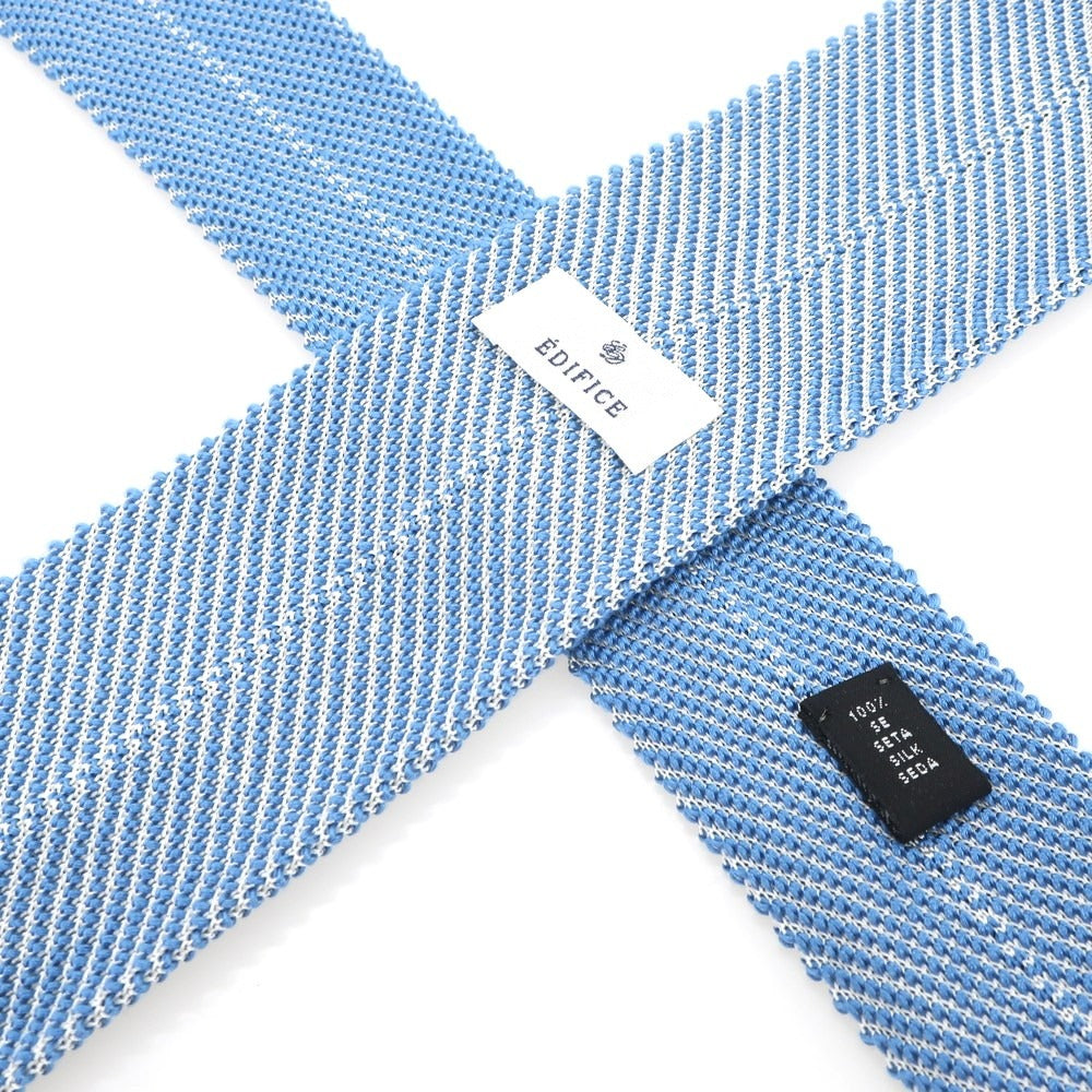 【中古】エディフィス EDIFICE シルク ニットタイ ブルーxアイボリー【 状態ランクB 】【 メンズ 】