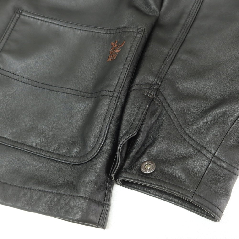【中古】ハフ HUF × SCHOTT ラムレザーブルゾン ワークジャケット  ブラック【 L 】【 状態ランクA 】【 メンズ 】