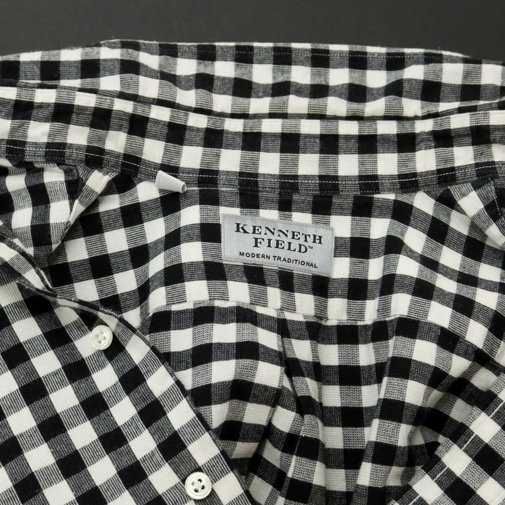【中古】ケネスフィールド KENNETH FIELD コットン ギンガムチェック ボタンダウン カジュアルシャツ ブラックxホワイト【 XS 】【 状態ランクB 】【 メンズ 】