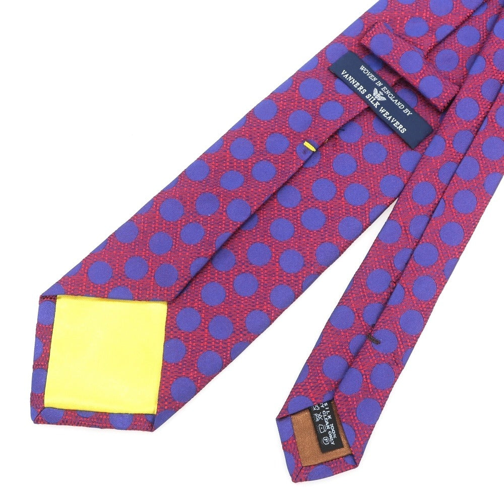 【中古】バーナーズ VANNERS 3つ折り シルク ドット柄ネクタイ レッドxパープル【 状態ランクB 】【 メンズ 】